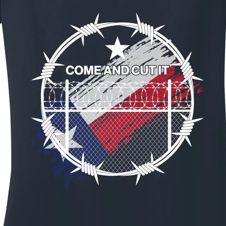 Come And Cut It Barbwire Texas Flag Women's V-Neck T-Shirt