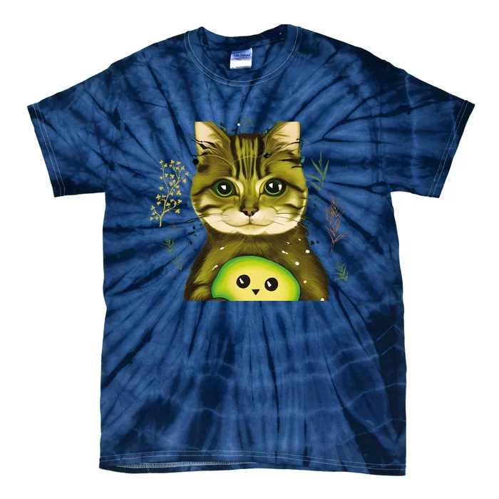 Cute Avocado Cat Avocato Cat Puns Cat Avocado Pet Lover Tie-Dye T-Shirt