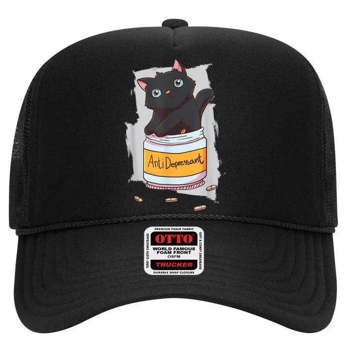 Cat Antidepressant High Crown Mesh Trucker Hat