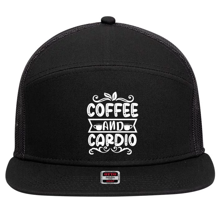 Coffee And Cardio 7 Panel Mesh Trucker Snapback Hat