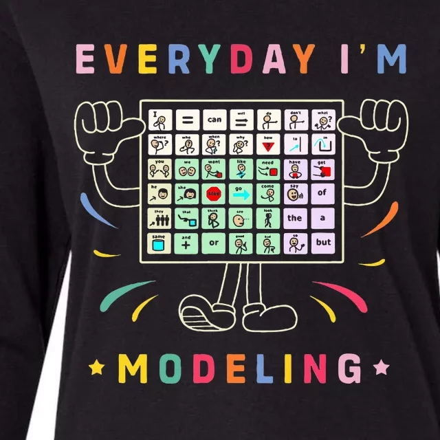 Cute Aac Communication Aac Symbols Everyday IM Modelling Womens Cotton Relaxed Long Sleeve T-Shirt