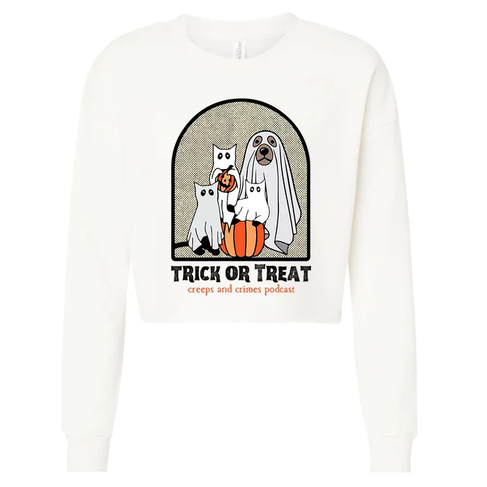 Creeps And Crimes Trick Or Treat Cropped Pullover Crew