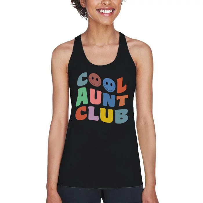 Cool Aunt Club Funny Smile Colorful Cool Aunt Club Aunties Women's Racerback Tank