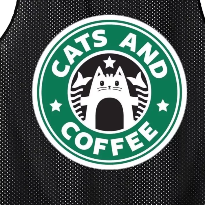 Cats And Coffee Funny Kitty Mesh Reversible Basketball Jersey Tank