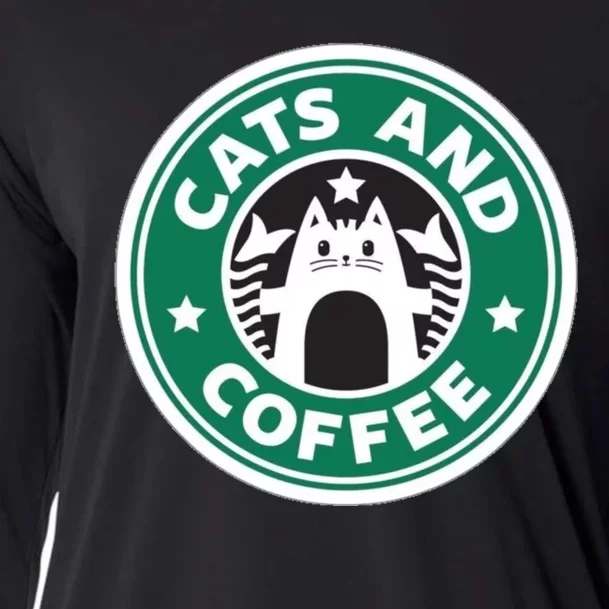 Cats And Coffee Funny Kitty Cooling Performance Long Sleeve Crew