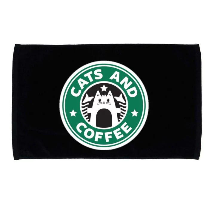 Cats And Coffee Funny Kitty Microfiber Hand Towel