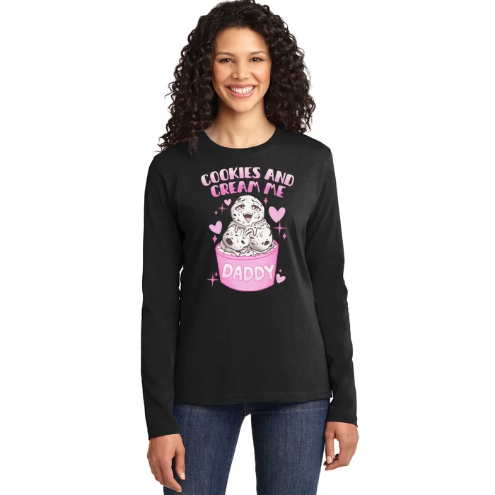 Cookies And Cream Me Daddy Funny Halloween Humor Sarcasm Ladies Long Sleeve Shirt