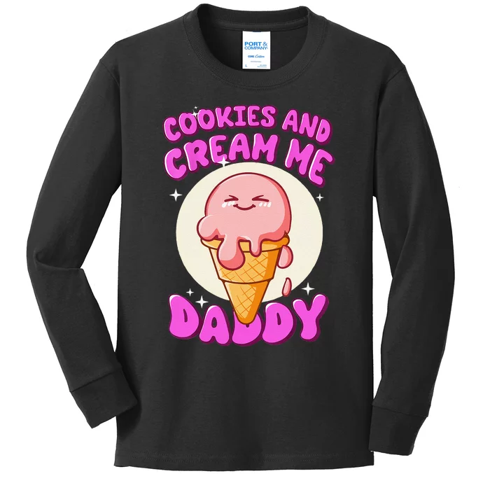 Cookies And Cream Me Daddy Funny Halloween Humor Sarcasm Kids Long Sleeve Shirt