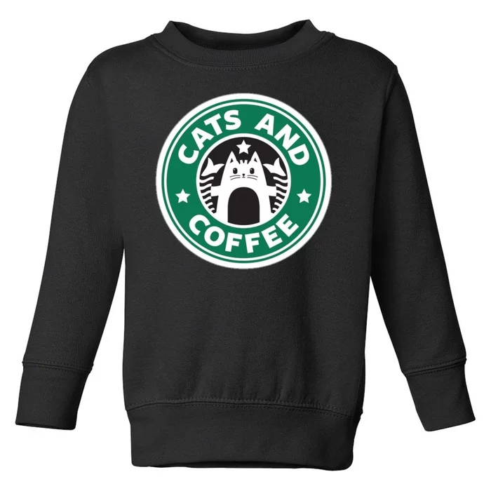 Cats And Coffee Funny Kitty Toddler Sweatshirt