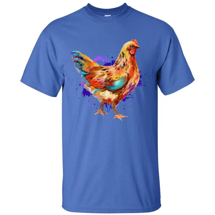 Chicken Art Colorful Funny Fowl Lovers Tall T-Shirt