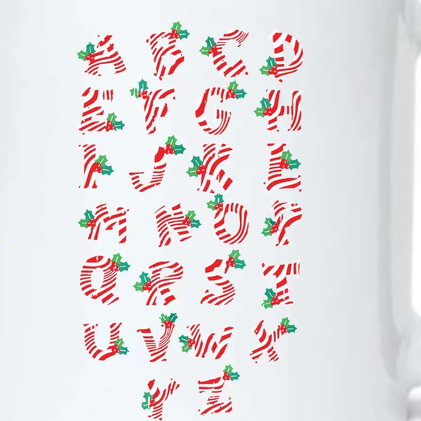 Christmas Alphabet Candy Cane Xmas Holiday Teacher Black Color Changing Mug