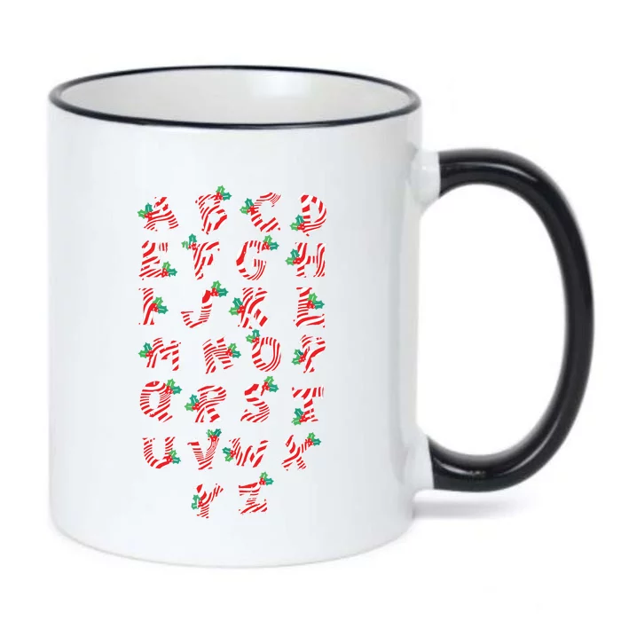 Christmas Alphabet Candy Cane Xmas Holiday Teacher Black Color Changing Mug