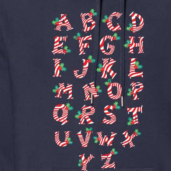 Christmas Alphabet Candy Cane Xmas Holiday Teacher Premium Hoodie