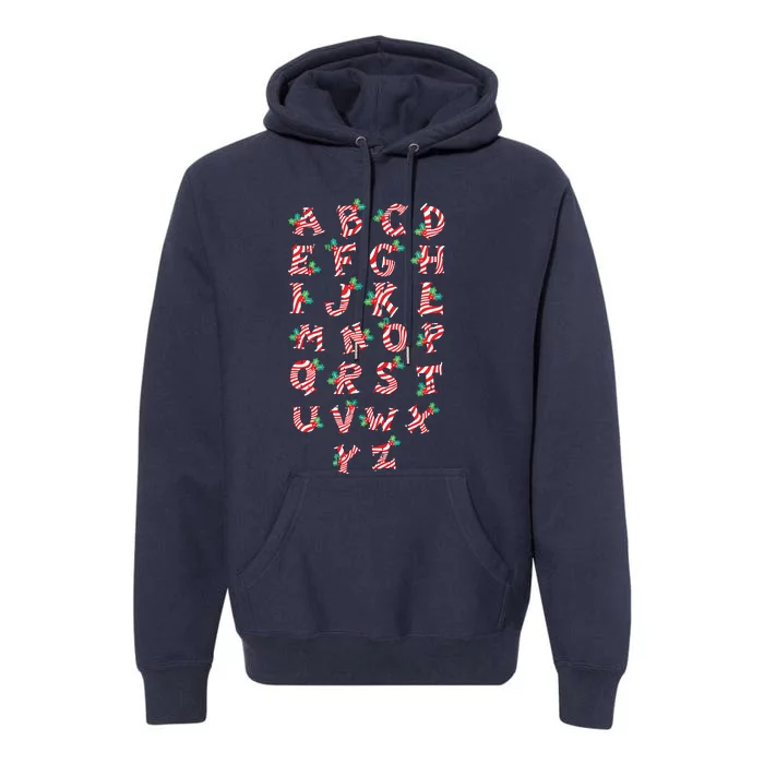 Christmas Alphabet Candy Cane Xmas Holiday Teacher Premium Hoodie