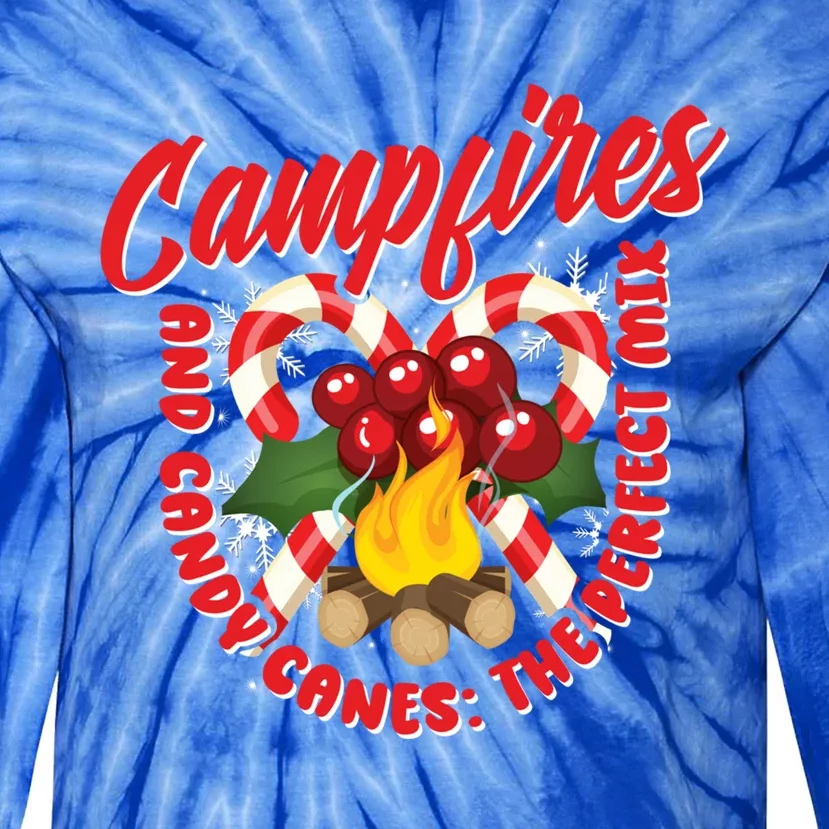 Campfires And Candy Canes Christmas Camper Camping Lover Cute Gift Tie-Dye Long Sleeve Shirt