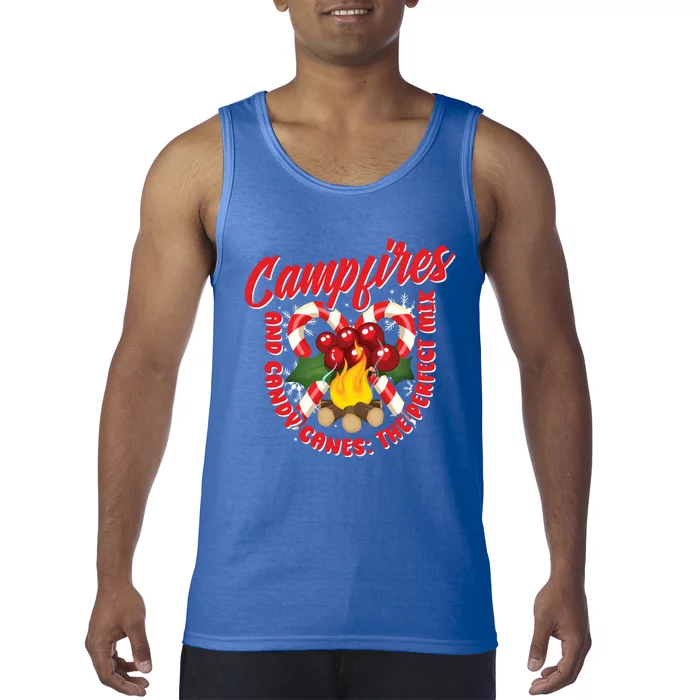 Campfires And Candy Canes Christmas Camper Camping Lover Cute Gift Tank Top