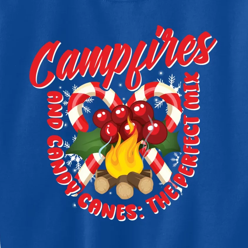 Campfires And Candy Canes Christmas Camper Camping Lover Cute Gift Kids Sweatshirt