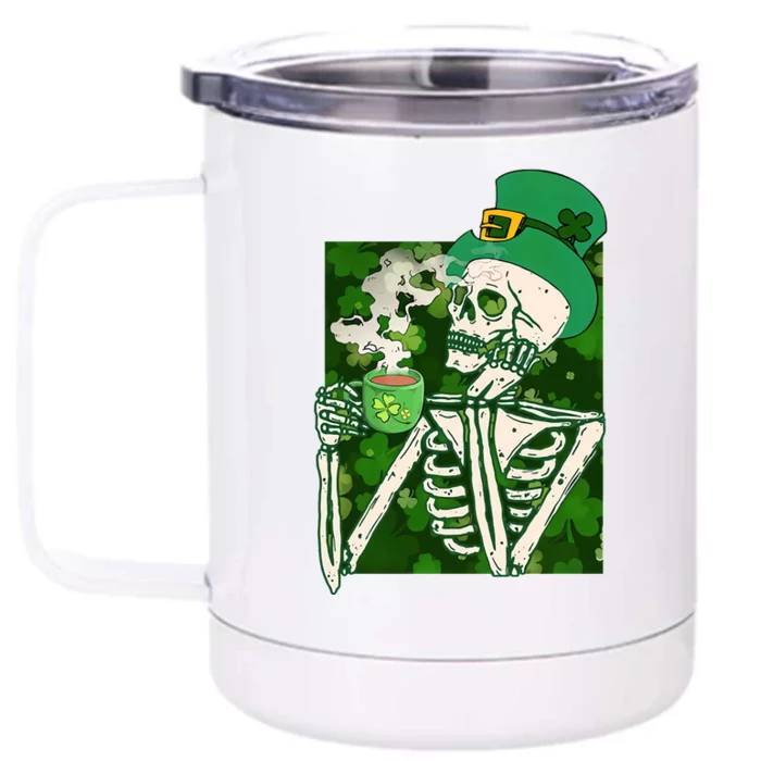 Coffee And Chill Skull Patrick Day Front & Back 12oz Stainless Steel Tumbler Cup