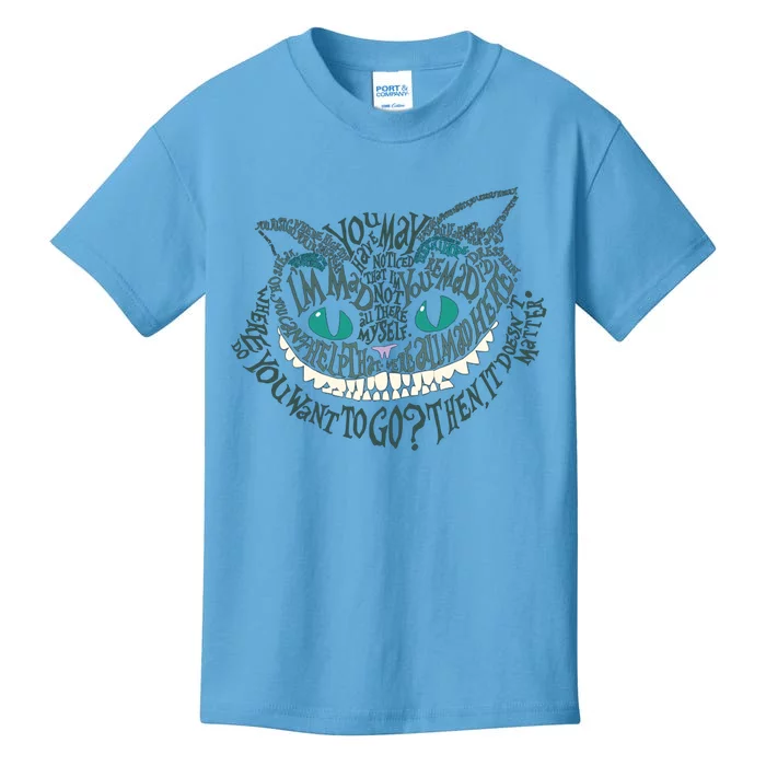 Cheshire Alice Cat We're All Mad Here Wonderland Gift Kids T-Shirt