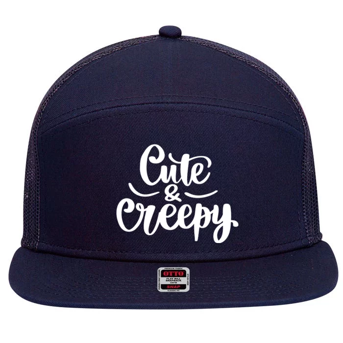 Cute And Creepy Halloween Funny 7 Panel Mesh Trucker Snapback Hat