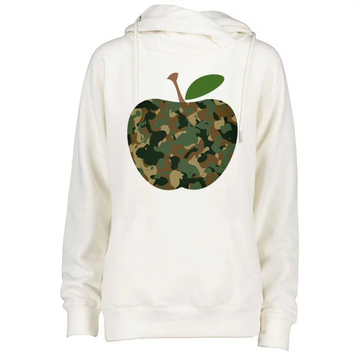 Camouflage Apple Womens Funnel Neck Pullover Hood