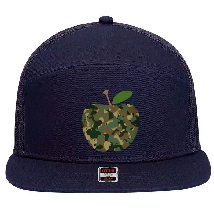 Camouflage Apple 7 Panel Mesh Trucker Snapback Hat