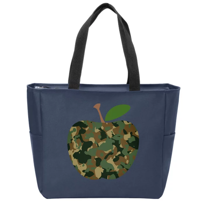 Camouflage Apple Zip Tote Bag