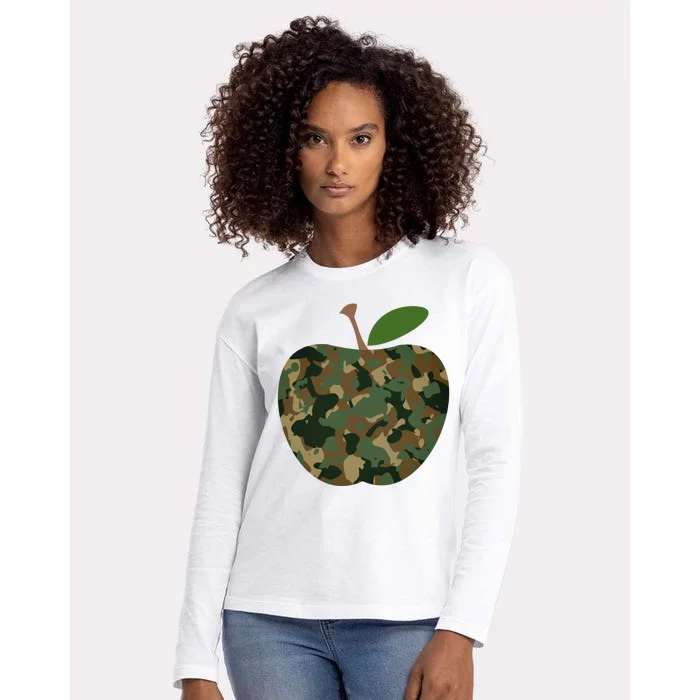 Camouflage Apple Womens Cotton Relaxed Long Sleeve T-Shirt