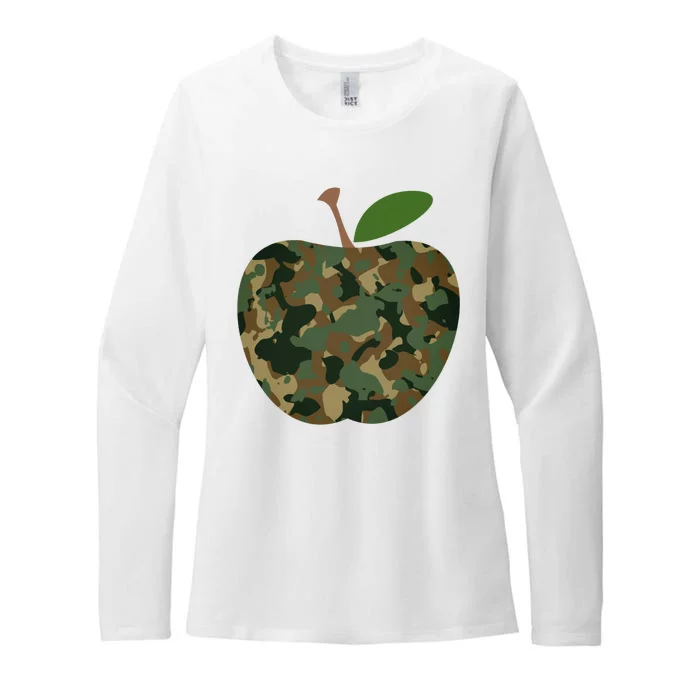 Camouflage Apple Womens CVC Long Sleeve Shirt