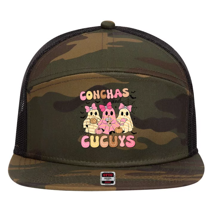 Conchas And Cucuys Mexican Ghost 7 Panel Mesh Trucker Snapback Hat