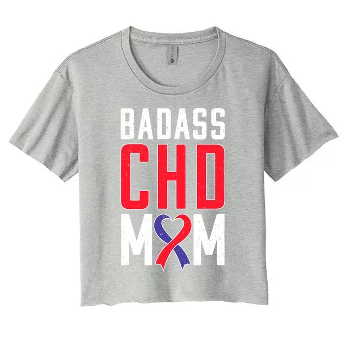 Chd Awareness Congenital Heart Chd Mom Ribbon Cute Gift Women's Crop Top Tee