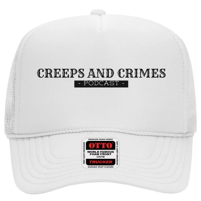 Creeps And Crimes Podcast Logo High Crown Mesh Trucker Hat