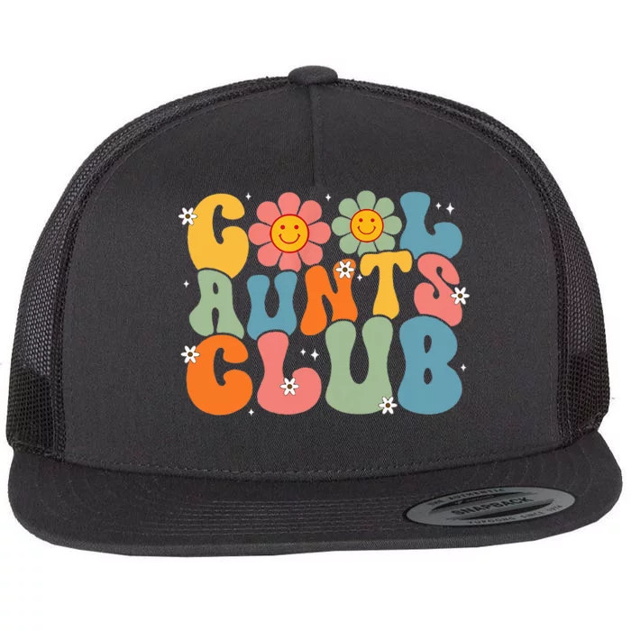 Cool Aunts Club Groovy Retro Smile Aunt Auntie MotherS Day Flat Bill Trucker Hat