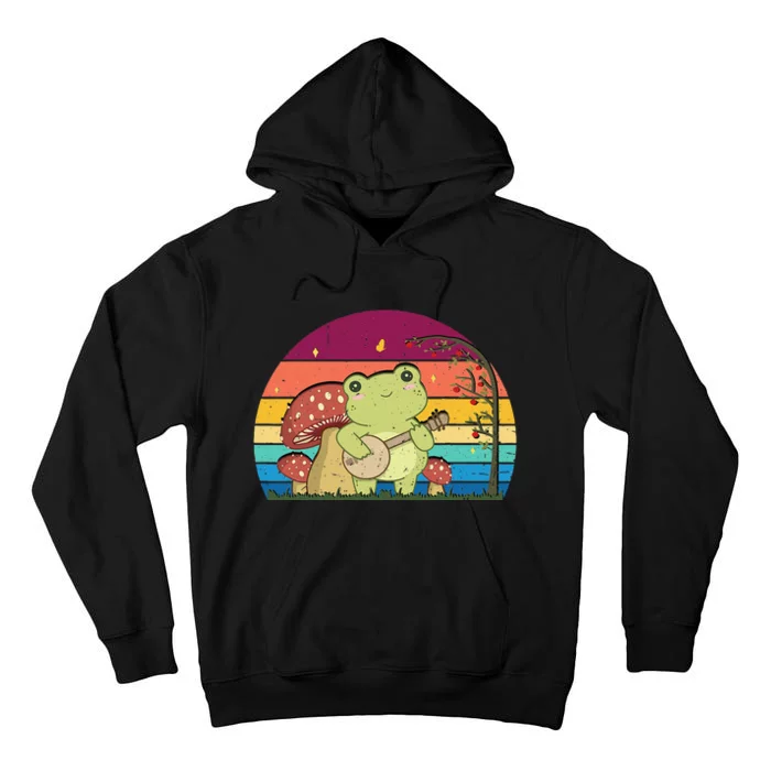 Cottagecore Aesthetic Cute Frog Banjo Mushroom Tall Hoodie