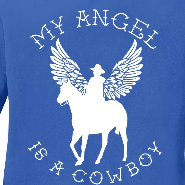 Cow Angel Country Horse Lover Rememberance In Memory Gift Ladies Long Sleeve Shirt