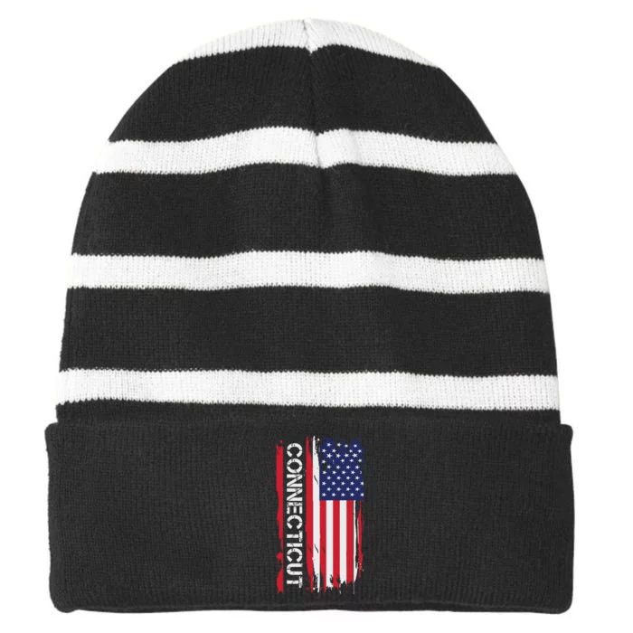 Connecticut America Striped Beanie with Solid Band