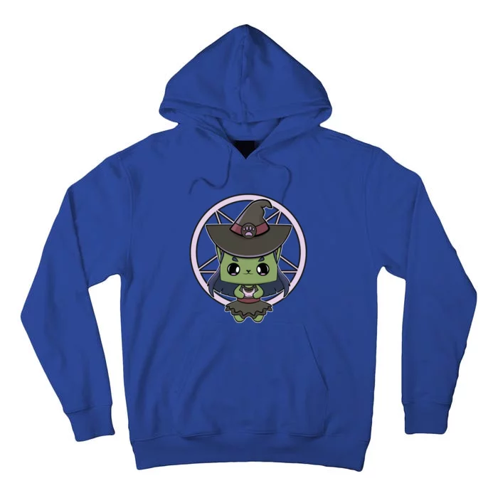 Cute Anime Cat Witch And Moon For Halloween Gift Tall Hoodie