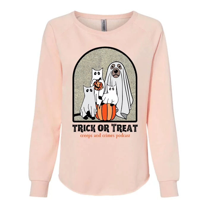 Creeps And Crimes Trick Or Treat Womens California Wash Sweatshirt