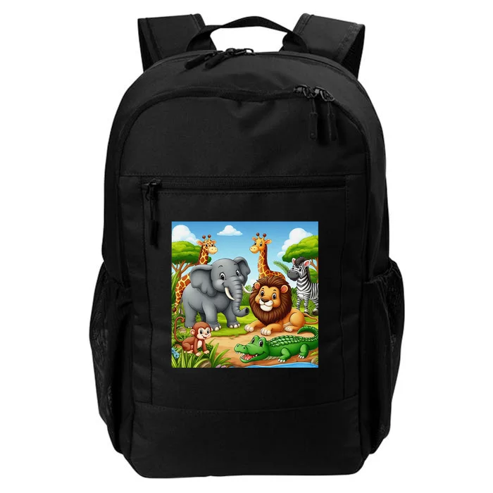 Cute Animals Cartoon Jungle Theme Cool Funny Animal Art Daily Commute Backpack