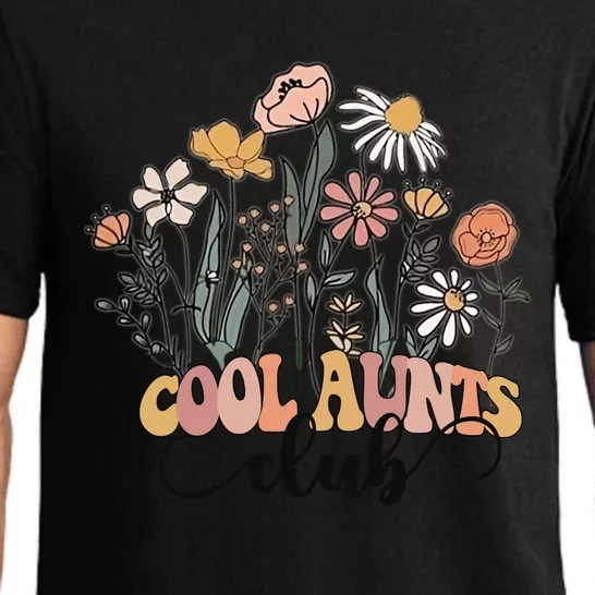 Cool Aunt Club Floral Groovy Retro Funny Aunt Club Aunties Gift Pajama Set