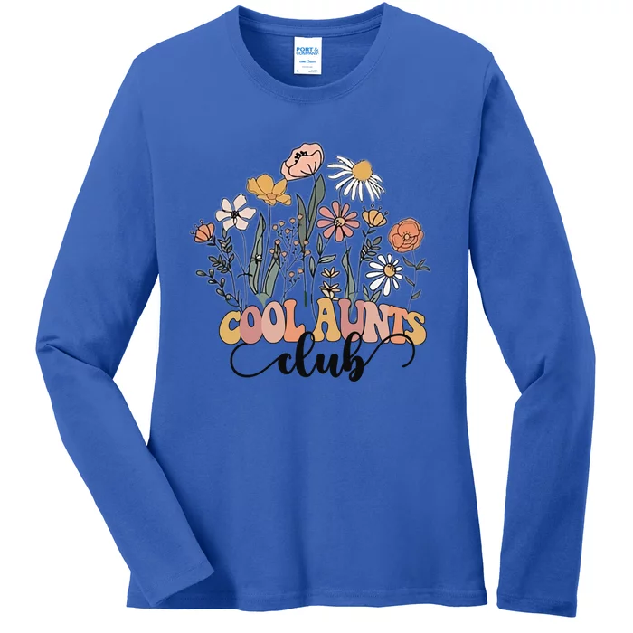 Cool Aunt Club Floral Groovy Retro Funny Aunt Club Aunties Gift Ladies Long Sleeve Shirt