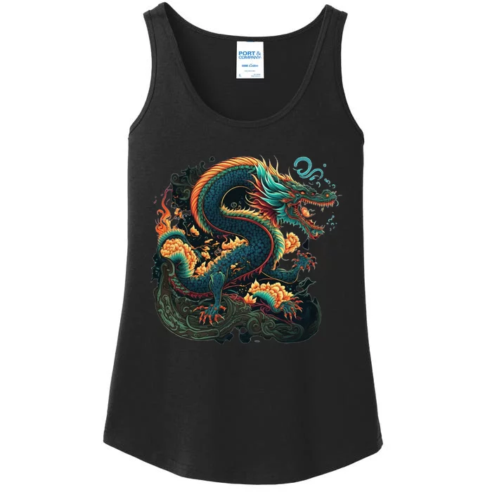 Chinese Asian Culture Dragon Japanese Ladies Essential Tank