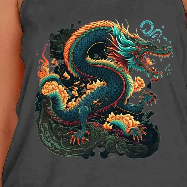 Chinese Asian Culture Dragon Japanese Women's Knotted Racerback Tank