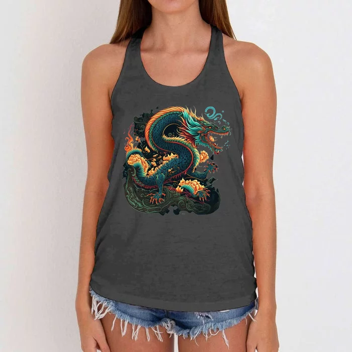 Chinese Asian Culture Dragon Japanese Women's Knotted Racerback Tank