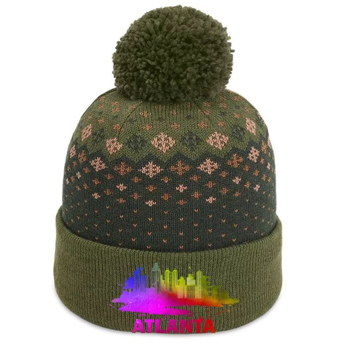 Colorful Atlanta Cityscape Souvenir Atlanta Skyline The Baniff Cuffed Pom Beanie