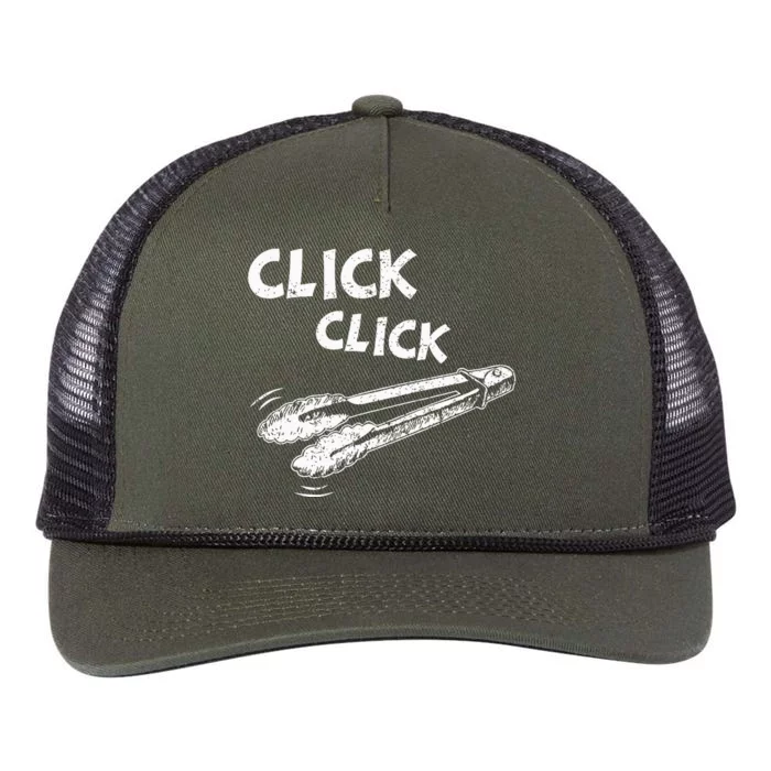 Click A Click Tongs Bbq Barbecue Barbecuing Hanging Retro Rope Trucker Hat Cap