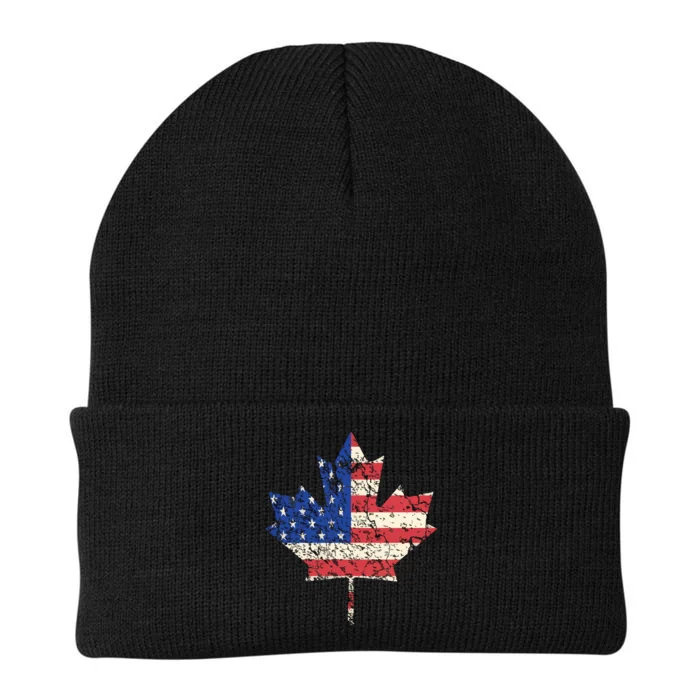 Combined American Canadian Flag USA Canada Maple Leaf Knit Cap Winter Beanie