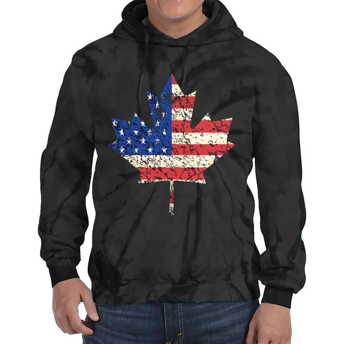 Combined American Canadian Flag USA Canada Maple Leaf Tie Dye Hoodie