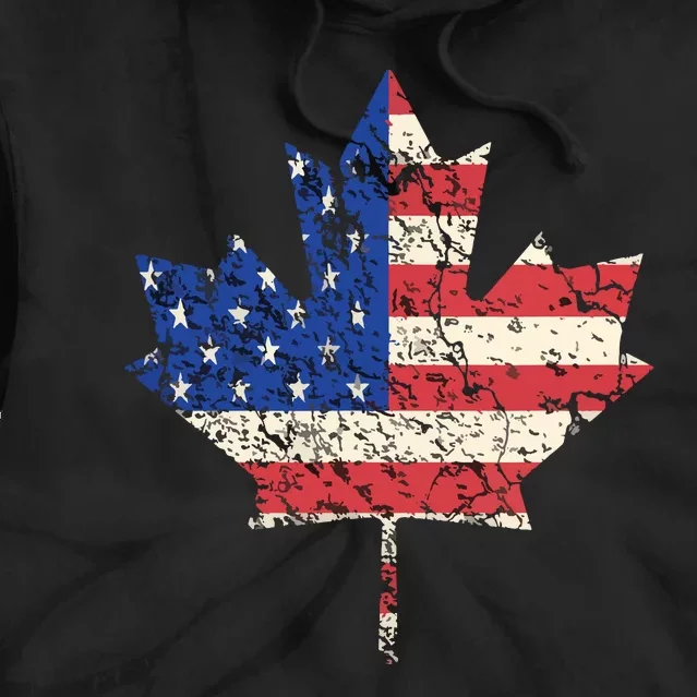 Combined American Canadian Flag USA Canada Maple Leaf Tie Dye Hoodie