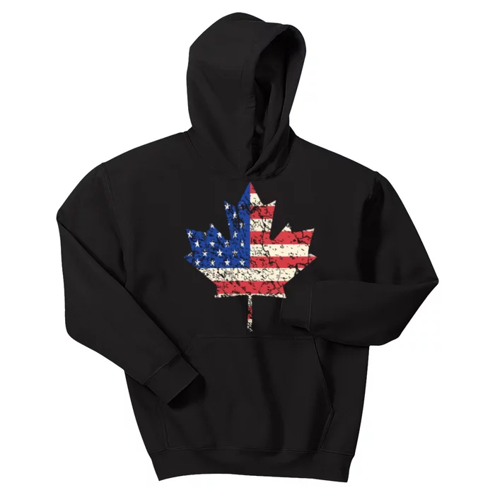 Combined American Canadian Flag USA Canada Maple Leaf Kids Hoodie